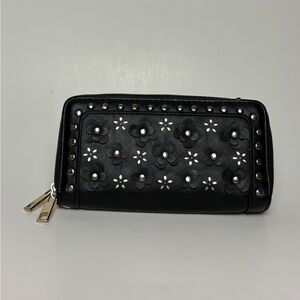 Black Wallet with Floral Details